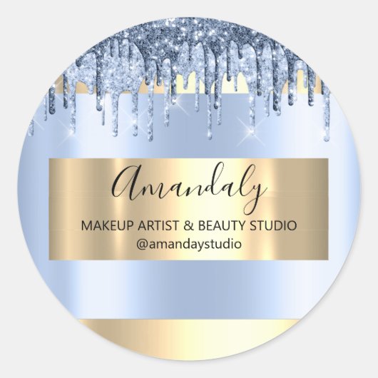 Makeup Artist Winkel met gouden blauwe schijven Gl Ronde Sticker (Voorkant)