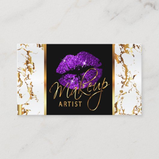 Makeup Artist - Witte marmer Gold-accessoires en P Visitekaartje (Voorkant)