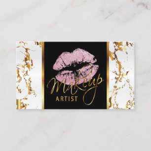 Makeup Artist - Witte marmer Gold-accessoires Visitekaartje