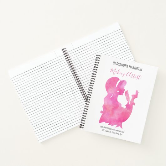 Makeup Artist Woman Silhouette Waterverf Beauty Notitieboek (Binnen)