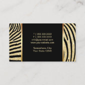 Makeup Artist Zebra Stripes Gold Lips Elegant Visitekaartje (Achterkant)
