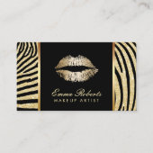 Makeup Artist Zebra Stripes Gold Lips Elegant Visitekaartje (Voorkant)