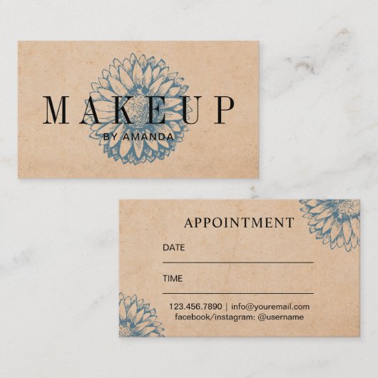 Makeup Artist  Zonnebloem Benoeming Afsprakenkaartje (Voorkant / Achterkant)