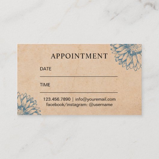 Makeup Artist  Zonnebloem Benoeming Afsprakenkaartje (Achterkant)
