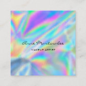 Makeup artistiek kleurig holografisch vierkante visitekaartje (Voorkant)