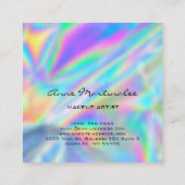 Makeup artistiek kleurig holografisch vierkante visitekaartje (Achterkant)