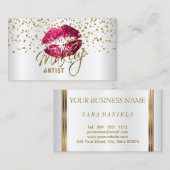 Makeup artistieke Gold Confetti & hot-roze lips sa Visitekaartje (Voorkant / Achterkant)