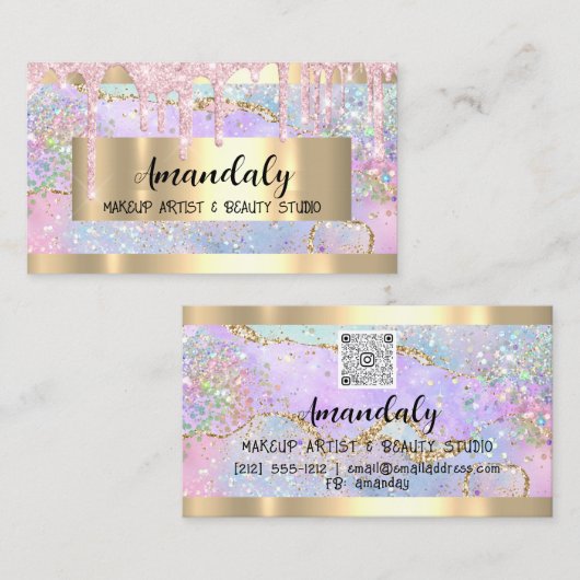 Makeup artistieke Gold-gefrituurde QRCode-schijven Visitekaartje (Voorkant / Achterkant)