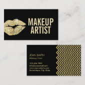 Makeup artistieke Gold Lips Black & Gold Visitekaartje (Voorkant / Achterkant)