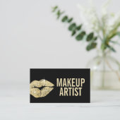 Makeup artistieke Gold Lips Black & Gold Visitekaartje (Staand voorkant)