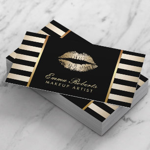 Makeup artistieke Gold Lips Modern Black Gold Stri Visitekaartje