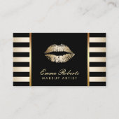 Makeup artistieke Gold Lips Modern Stripes Appoint Afsprakenkaartje (Voorkant)