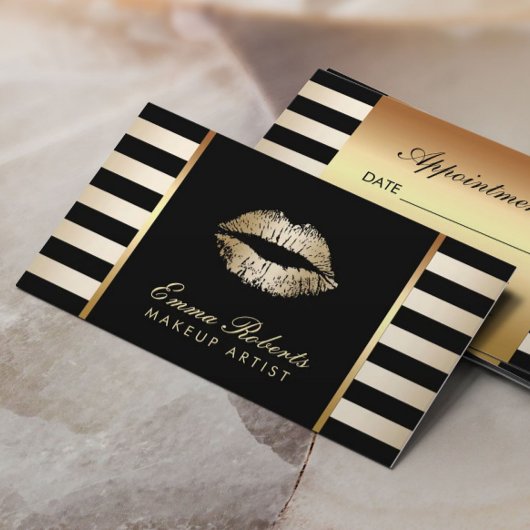 Makeup artistieke Gold Lips Modern Stripes Appoint Afsprakenkaartje