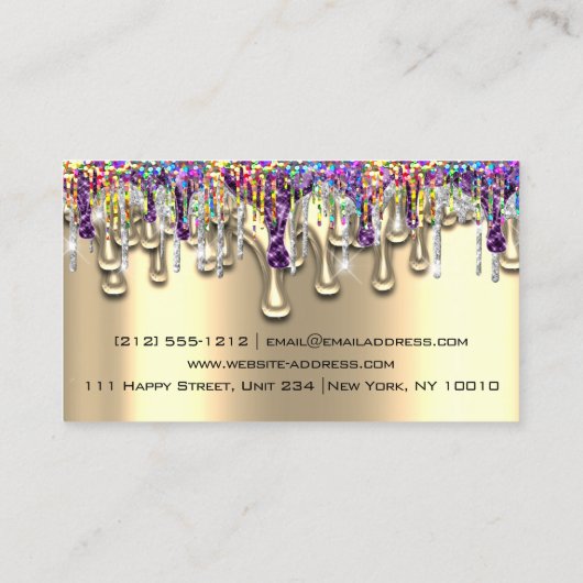 Makeup artistieke Gold Paarse Holograaf bestuurt a Visitekaartje (Achterkant)