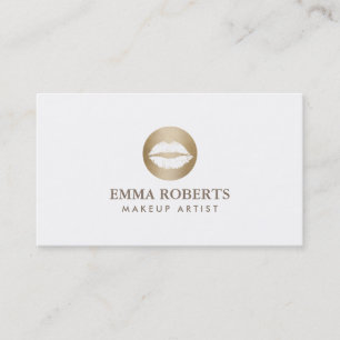 Makeup artistieke moderne Gold Kiss Logo Simple Visitekaartje
