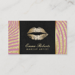 Makeup artistieke moderne gouden en roze zebrastri visitekaartje