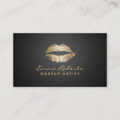 Makeup artistieke moderne gouden lips elegant zwar visitekaartje (Voorkant)