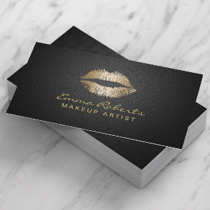 Makeup artistieke moderne gouden lips elegant zwar visitekaartje