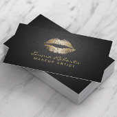 Makeup artistieke moderne gouden lips elegant zwar visitekaartje