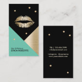 Makeup artistieke moderne lips Turquoise Gold en B Visitekaartje (Voorkant / Achterkant)
