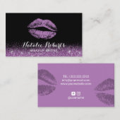 Makeup artistieke moderne Paarse lippenstift Salon Visitekaartje (Voorkant / Achterkant)