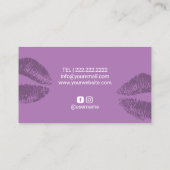 Makeup artistieke moderne Paarse lippenstift Salon Visitekaartje (Achterkant)