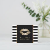 Makeup artistieke moderne Stripes Gold Lips Chubby Visitekaartje (Staand voorkant)
