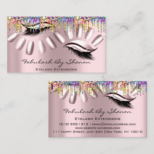 Makeup artistieke nagels Eyelash druipt regenboogR Visitekaartje (Voorkant / Achterkant)
