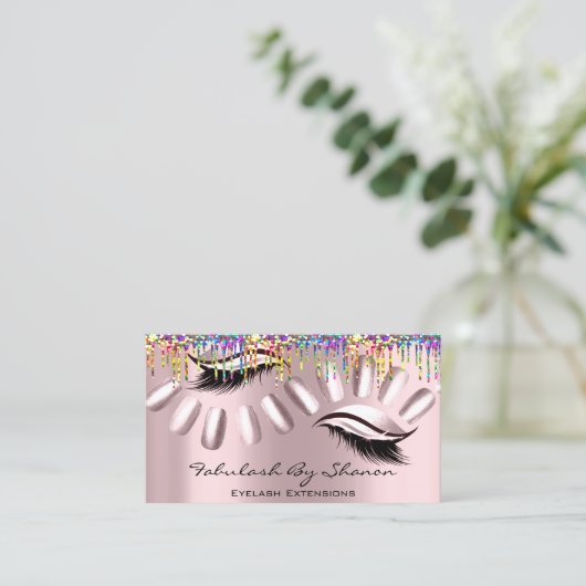 Makeup artistieke nagels Eyelash druipt regenboogR Visitekaartje (Staand voorkant)