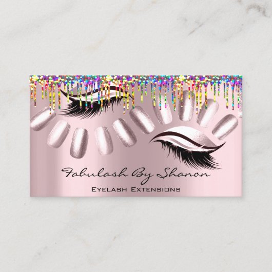 Makeup artistieke nagels Eyelash druipt regenboogR Visitekaartje (Voorkant)