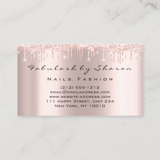 Makeup artistieke nagels Glitter Drift Roos Gold Visitekaartje (Achterkant)