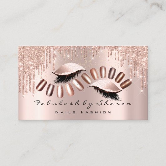 Makeup artistieke nagels Glitter Drijft Roos Lash  Visitekaartje (Voorkant)