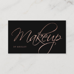 Makeup artistieke script roos goudtypografie zwart visitekaartje