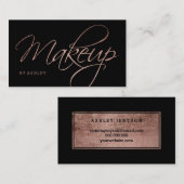 Makeup artistieke script roos goudtypografie zwart visitekaartje (Voorkant / Achterkant)