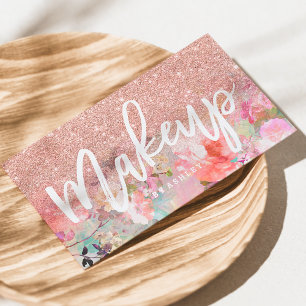 Makeup artistieke typografie roos goud glitter flo visitekaartje