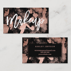 Makeup artistieke typografie roos gouden borstels visitekaartje