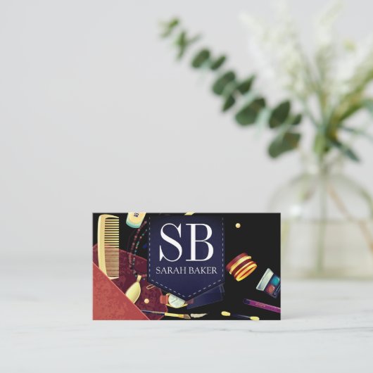 Makeup Bag | Monogram Visitekaartje (Staand voorkant)