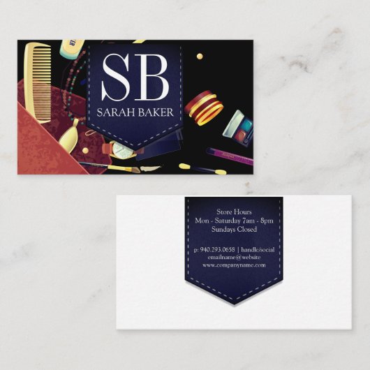 Makeup Bag | Monogram Visitekaartje (Voorkant / Achterkant)