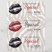 Makeup Beauty Flyer Glossy Red Lips Zebra (Voorkant)