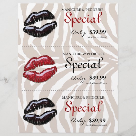 Makeup Beauty Flyer Glossy Red Lips Zebra (Voorkant)