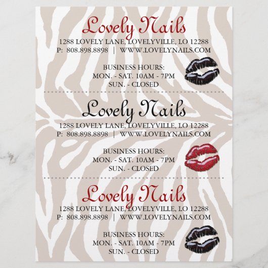 Makeup Beauty Flyer Glossy Red Lips Zebra (Achterkant)