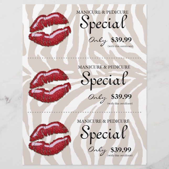 Makeup Beauty Flyer Glossy Red Lips Zebra Beige (Voorkant)