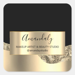 Makeup Beauty Glitter Hartelijk dank Gold Lijst Vierkante Sticker
