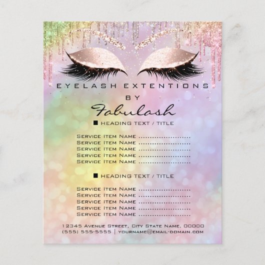 Makeup Beauty Glitter Prices Lash Holografen Flyer (Voorkant)