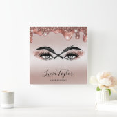 Makeup Beauty Lashes Roos Gold Drivers Glitter Vierkante Klok (Huis)