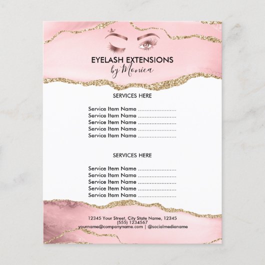 Makeup Beauty Lashes Salon Blush Pink Girly Modern Flyer (Voorkant)