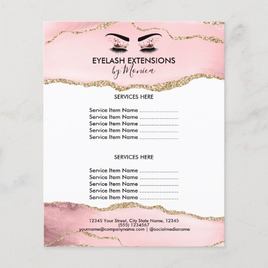 Makeup Beauty Lashes Salon Blush Pink Girly Modern Flyer (Voorkant)