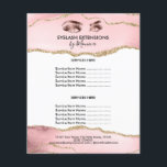 Makeup Beauty Lashes Salon Blush Pink Girly Modern Flyer<br><div class="desc">Pools je zweetjes handel met deze moderne en trendy girale prijslijst voor je schoonheidssalon. Blush roze achtergrond met goudglitter details</div>