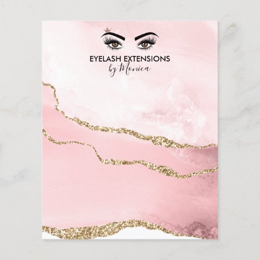 Makeup Beauty Lashes Salon Blush Pink Girly Modern Flyer (Achterkant)