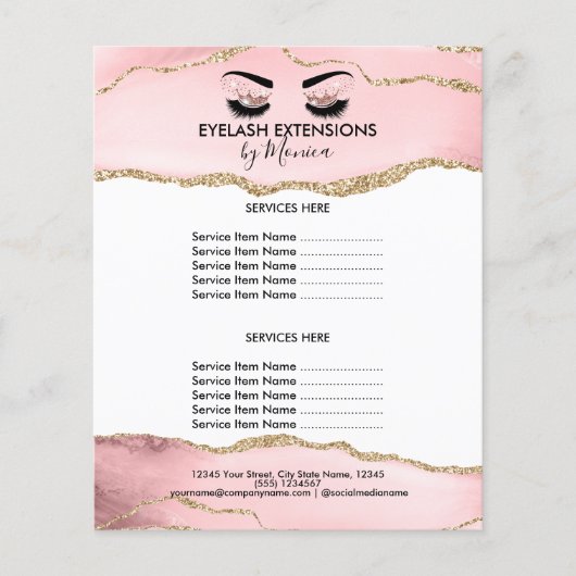 Makeup Beauty Lashes Salon Blush Pink Girly Modern Flyer (Voorkant)